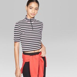 Wild Fable Stripe Quart Zip Boxy T